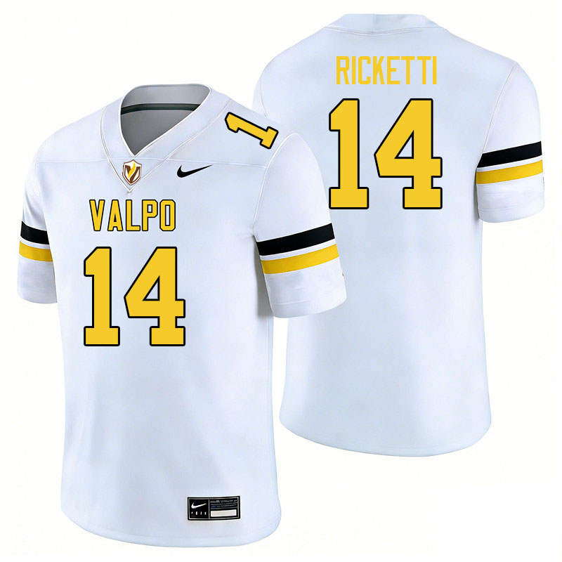 Valparaiso Beacons #14 Ryan Ricketti College Football Jerseys,Uniforms-White
